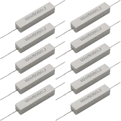 Miniatura 22 de 10 resistencias de cable de plomo axial de 10 W, 0.5 ohmios y 5 % – Resistencias de potencia de cemento cerámico fijas de heridas blancas