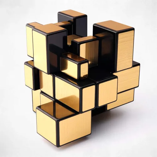 Miniatura 4 de D-FantiX Shengshou - Cubo de espejo de 3 x 3 pulgadas, cubo de velocidad, bloques de espejo dorado, cubo de 3 x 3 x 3 pulgadas, diferentes formas