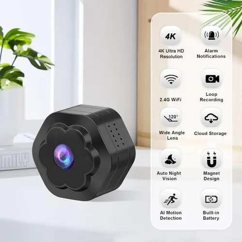 Miniatura 2 de Cámara de seguridad WiFi para interiores, cámara de niñera, mini cámaras inalámbricas 4K Ultra HD para bebés, mascotas, alertas de detección