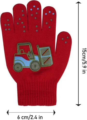 Miniatura 23 de Hicdaw 6 pares de guantes de invierno para niños, guantes de punto elásticos y cálidos para niños o niñas