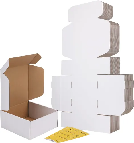 Miniatura 40 de RLAVBL Juego de 25 cajas de envío de 10 x 8 x 3, caja de cartón corrugado blanca para embalaje, correo, negocios Blanco