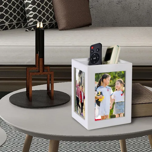Miniatura 5 de Portarretratos de 3.5 x 5 pulgadas, almacenamiento para 4 imágenes, jarrón multiusos para fotos, centro de mesa con soporte para flores, regalo
