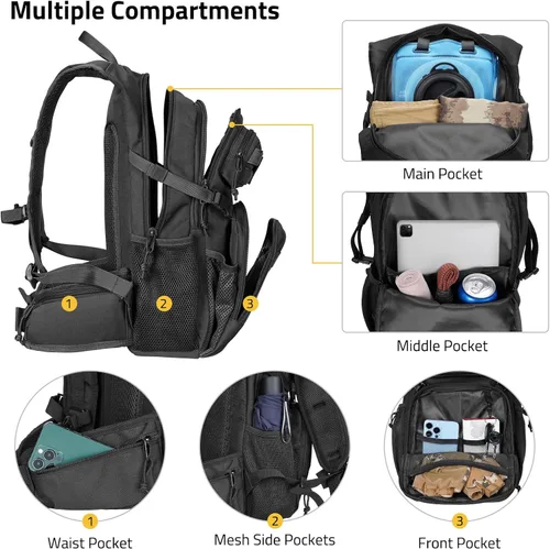Miniatura 4 de CVLIFE Paquete de hidratación táctica de 3 litros, bolsa de agua ligera con vejiga para hombres y mujeres, mochila Molle resistente para senderismo