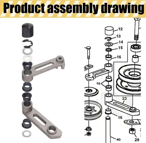 Miniatura 4 de M136635 M143350 - Tensor de brazo tensor y buje de reconstrucción compatible con modelos de tractor y cortacésped John D-eere 48C 54C GT LX GX