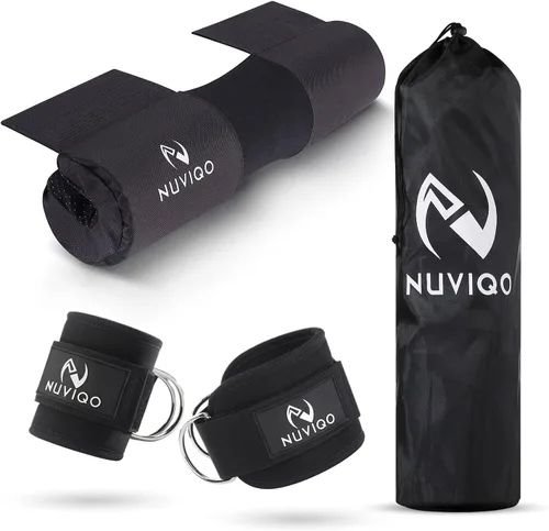 Almohadilla para Barra y 2 Correas de Tobillo para Máquina de Cable - Accesorios de Gimnasio para Mujeres y Hombres - Perfecta para Patadas de