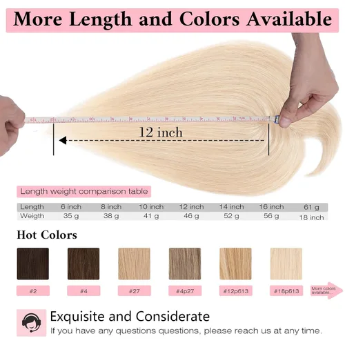 Miniatura 6 de SEGO Toppers de cabello humano 100% real, con flequillo de aire, base de seda 150% de densidad, topper con clip, 2.7 x 5.1 pulgadas, piezas