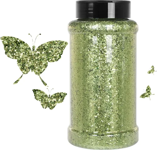 Brillantina verde salvia, 16 onzas (1 libra), purpurina gruesa para manualidades de resina, manualidades, uñas, vasos, slime cosmético y decoración