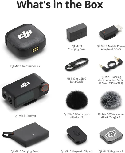 Miniatura 7 de DJI Mic 3 (2 TX + 1 RX + Estuche de Carga), Micrófono Inalámbrico para iPhone/Cámara/Android, Ultraligero, Control de Ganancia Adaptativo