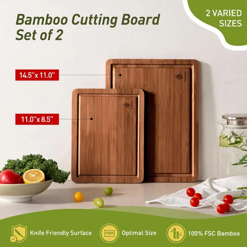 Miniatura 3 de Set de Tablas de Cortar de Bambú con Pies Antideslizantes para Sobre el Fregadero Regalos Mejor Mamá Mejor para Mamá Adicional Mamá Ocupada de Marrón