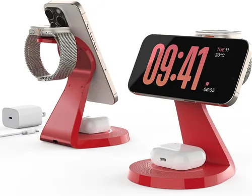 Miniatura 7 de Estación de carga 3 en 1 para dispositivos Apple, soporte de cargador Mag-Safe de carga rápida, cargador inalámbrico para iPhone serie
