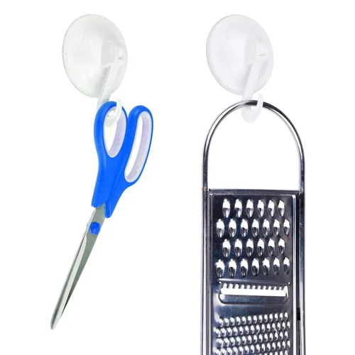 Miniatura 6 de Ganchos de ventosa, paquete de 12 – Sistema de bloqueo – Potencia de succión al vacío extra fuerte – Perchas ideales para cocina o baño