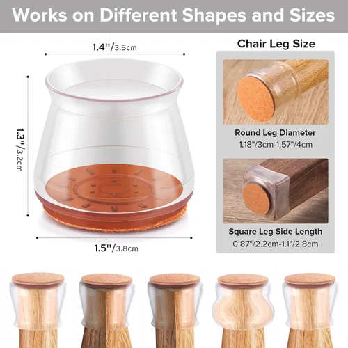 Miniatura 2 de 24 piezas de protectores de piso de silicona extra pequeños para patas de silla para pisos de madera dura, fundas engrosadas de goma para patas