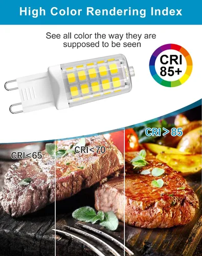 Miniatura 4 de Paquete de 10 bombillas LED G9 regulables 5000K luz diurna blanca, 4W 40W equivalente a T4, 450 LM, base G9 bi-pin para iluminación del hogar
