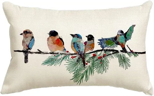 Miniatura 24 de RABUSOFA Fundas de Almohada Navideñas 18x18 Pulgadas Pájaros Decoraciones Navideñas Invierno Fundas de Cojín Decorativo Navidad Pájaros Decoración