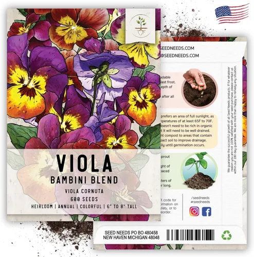 Miniatura 6 de Seed Needs Semillas de viola para plantar violas Bambini, flores anuales de polinización abierta para plantar y cultivar un jardín de mariposas