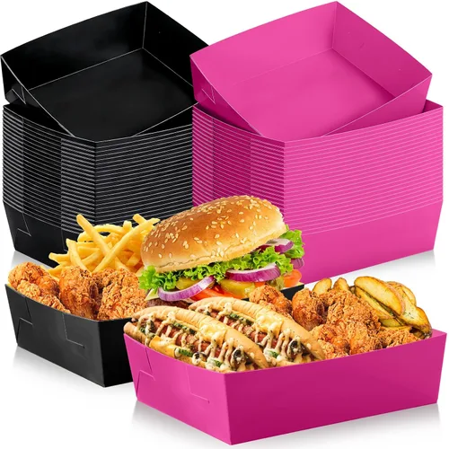 Miniatura 29 de Uiifan 50 bandejas de papel extra grandes de 5 libras desechables para alimentos, barco, nachos, bandejas para servir aperitivos, resistentes a