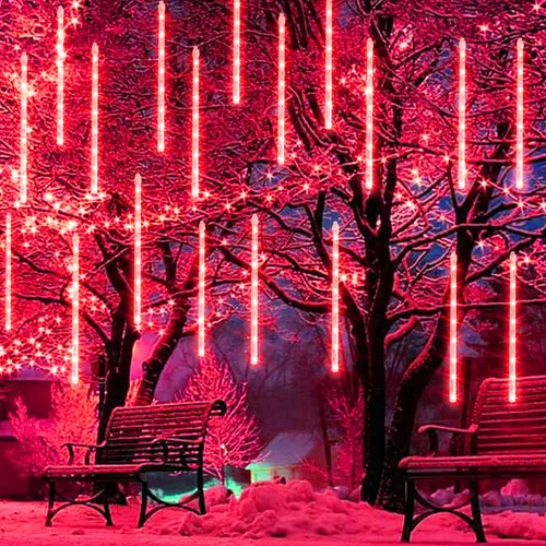 Miniatura 7 de Dazzle Bright 288 luces LED de Navidad, luces de lluvia de meteoritos de 11.8 pulgadas con 8 tubos, enchufe impermeable, luces de lluvia que caen
