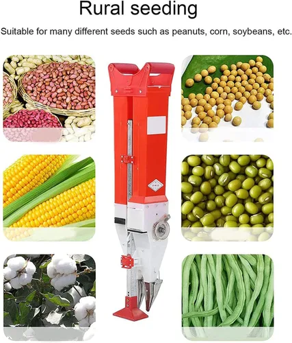 Miniatura 2 de Esparcidores de semillas para césped Máquina de siembra doméstica Manual ajustable de doble cilindro de mano de maní sembradora de maíz sembradora
