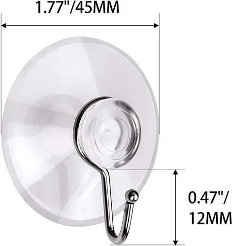 Miniatura 2 de Paquete de 20 ganchos de ventosa, ventosas universales de PVC transparente de 1.77 pulgadas para ducha, ventosas extraíbles con ganchos para cocina