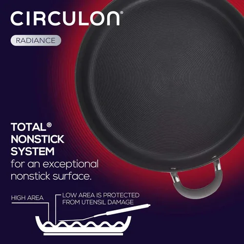 Miniatura 5 de Circulon Radiance - Sartén antiadherente anodizada dura, apta para lavavajillas, juego de sartenes aptas para horno, juego de utensilios de cocina