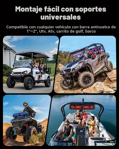 Miniatura 8 de Ehaho Rumble-X Series UTV Barra de Sonido, barra de sonido ATV metálica de 8 altavoces BT con modo de fiesta de transmisión y sincronización