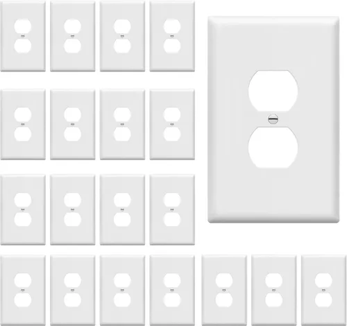 Miniatura 20 de ENERLITES Placa de pared de salida de receptáculo dúplex de tamaño mediano, placas de cubiertas de toma de corriente, tamaño medio de 1 banda, 4.88