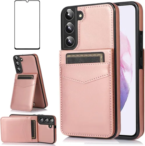 Miniatura 9 de Asuwish Funda de teléfono para Samsung Galaxy S22 Plus/S22+ con protector de pantalla de vidrio templado y tarjetero para tarjetas de crédito, Negro