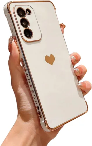 Miniatura 75 de phylla Funda de teléfono compatible con Samsung Galaxy A12 de 6.5 pulgadas, lindo corazón chapado en oro, elegante funda de lujo para mujer