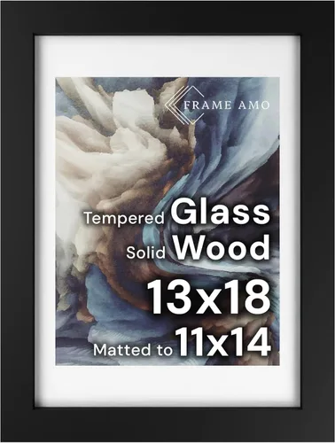 Miniatura 9 de Frame Amo Marco de póster de madera maciza de 13 x 19 pulgadas, color natural, tapete blanco para imagen de 11 x 17 pulgadas, parte frontal