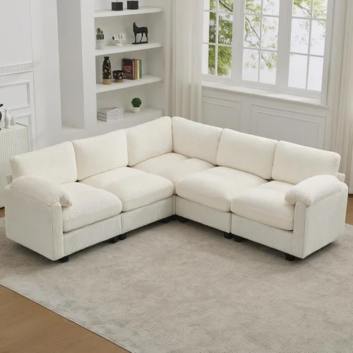 Miniatura 39 de Sofá biplaza modular de 61 pulgadas, asiento extra profundo para sala de estar, sofá de pana profundo con almohadas para reposabrazos, cosido