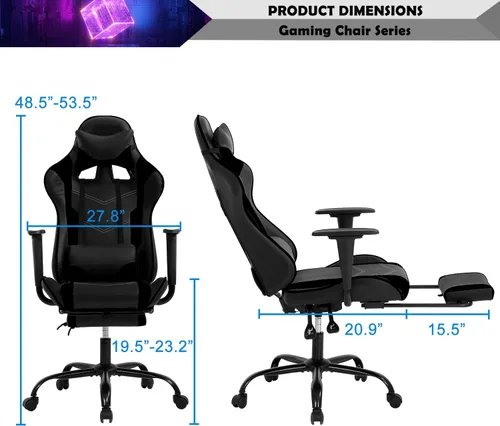 Miniatura 2 de Silla de juegos para adultos con reposapiés – Racing PC Silla Gamer Barato reclinable juego ergonómico escritorio con reposacabezas soporte lumbar