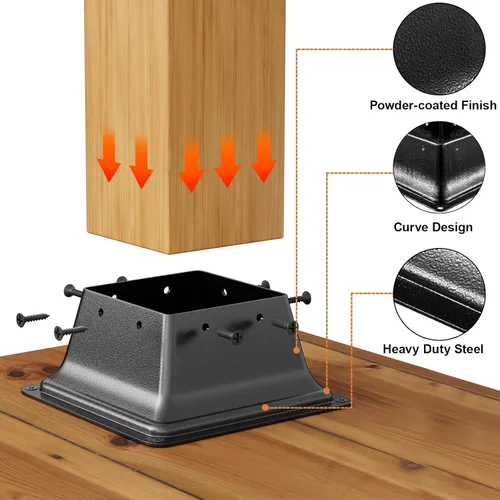 Miniatura 3 de FMhotu 4x4 Base de poste 2 piezas, soporte de poste de acero recubierto en polvo resistente de 3.6"x3.6" interno, adecuado para poste de madera