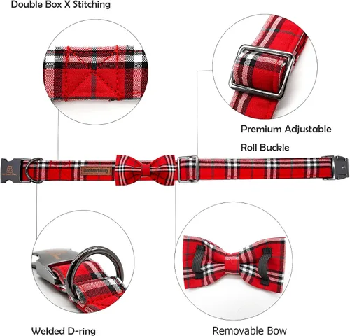 Miniatura 2 de Lionheart glory Collar de Navidad para perro, collar de lazo rojo para perro, collar de pingüino, ajustable, suave y cómodo, para perros pequeños