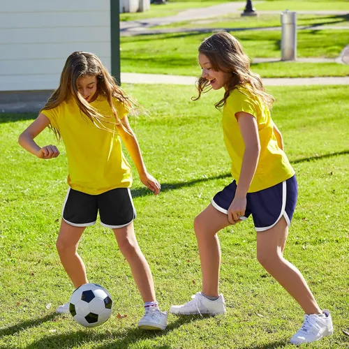 Miniatura 6 de Resinta Paquete de 4 pantalones cortos de correr para niñas, pantalones cortos deportivos de verano para niños, de secado rápido, pantalones cortos