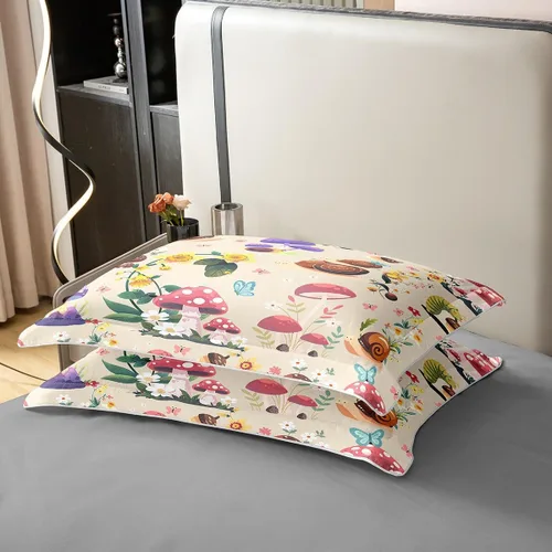 Miniatura 6 de jejeloiu Cute Mushroom Decor Duvet Cover 100% Cotton for Kids Boys Girls Twin Size Botanical Plants Bedding Set Cartoon Mushrooms Comforter Cover