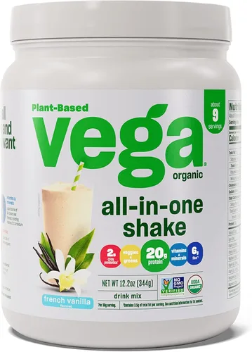 Miniatura 13 de Vega Todo en Uno Nutrición Orgánica - 20 g de proteína de guisante a base de plantas, vainilla francesa, 43 porciones, vitaminas A y C, probióticos