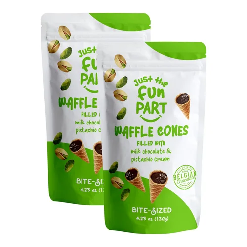 Miniatura 5 de Just The Fun Part Mini conos de gofre crujiente de tamaño bocado Rellenos con chocolate belga premium Excelentes para bocadillos, postres