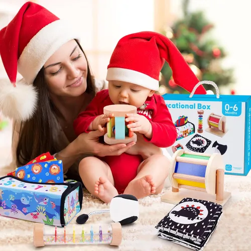 Miniatura 7 de KMTJT Juguetes Montessori para bebés de 0 a 6 meses Caja educativa de aprendizaje de juguetes de madera para bebés recién nacidos de 0 a 6 meses