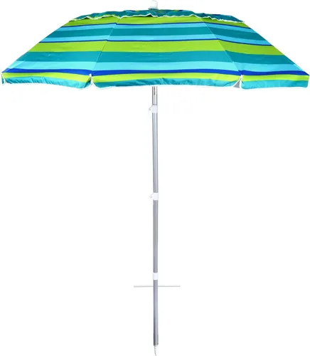 Miniatura 17 de Sombrilla de playa al aire libre de 6.5 pies con anclaje de arena, inclinación y protección solar UV50+, ligera y portátil, perfecta para playa