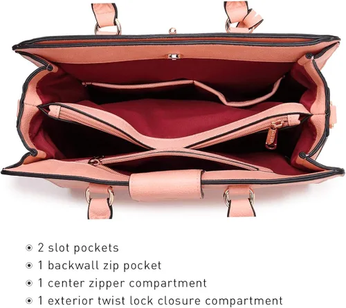 Miniatura 3 de Dasein Bolsos de mano para mujer bolsos de mano con asa superior bolsos de trabajo bolsos de hombro con embrague a juego juego de 2 piezas