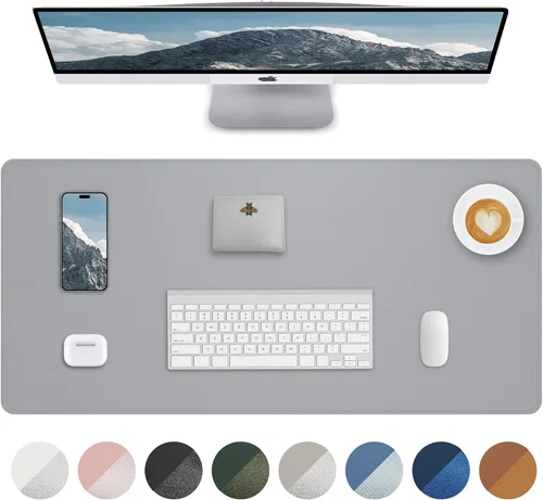 Miniatura 25 de Tapete protector para escritorio y mouse, antideslizante, de piel sintética, tapete impermeable de escritura para laptop, para oficina y hogar