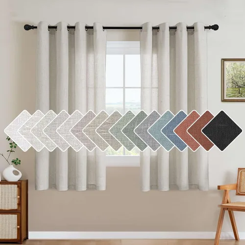 Miniatura 62 de H.VERSAILTEX Elegant - Cortinas texturizadas de lino natural mezclado con eficiencia energética, filtrado de luz, con ojales de níquel