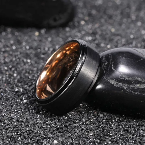 Miniatura 3 de TRUMIUM - Anillo de boda de carburo de tungsteno de 1564 y 516 de pulgada, para hombres y mujeres, con borde escalonado, grabado en inglés I Love