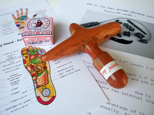 Miniatura 2 de Madera Salud Reflexología Tailandés Pie Mano Masaje Spa Madera Stick Relax Herramientas Tradicional
