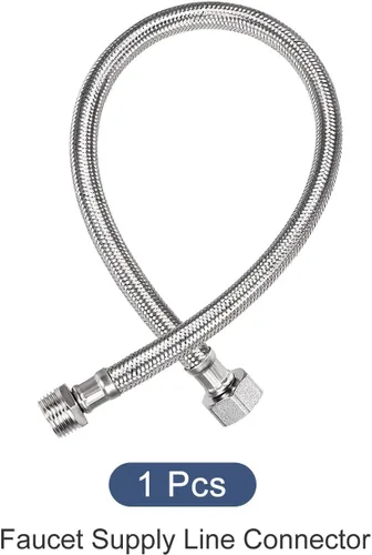 Miniatura 5 de METALLIXITY Conector de línea de suministro de grifo (19.685 in/20 pulgadas), conector de manguera de suministro de agua 304 hembra G1/2 macho G1/2