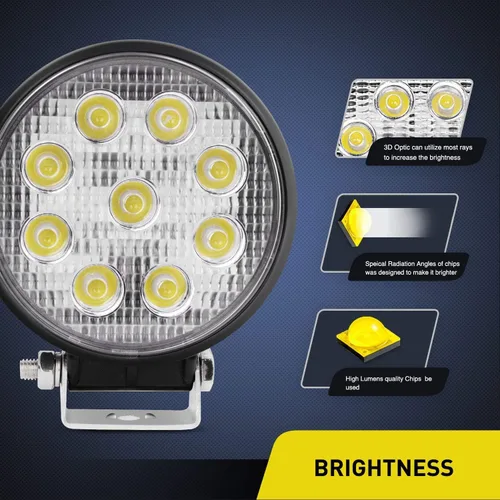Miniatura 2 de Nilight - Barra de luz LED de 10 piezas de 4.5 pulgadas 27W, luz redonda de inundación para todo terreno, luces antiniebla, luces de conducción todo