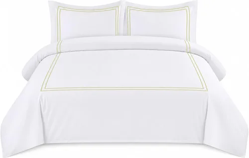 Miniatura 14 de BedDecor Lujoso juego de funda de edredón de algodón egipcio de 400 hilos, 1 pieza con hermoso bordado de 2 rayas