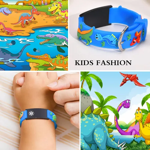 Miniatura 5 de Pulsera de Identificación Médica Personalizada para Niños - Pulsera de Identificación de Silicona Linda para Autismo Alergia Convulsiones