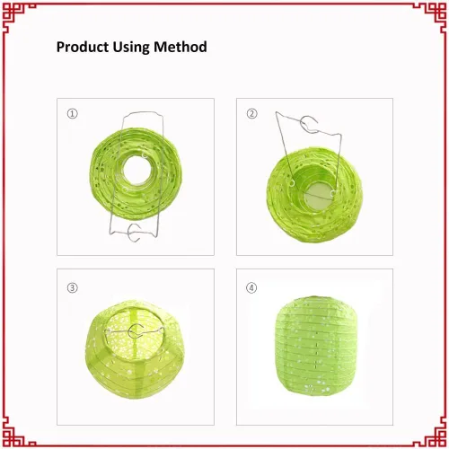 Miniatura 8 de Paquete de 12 linternas de papel chinas, japonesas, colgantes de papel con luces LED, borlas de 6.3 pulgadas, ovaladas para decoraciones de Año