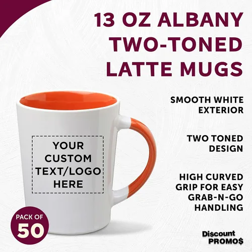 Miniatura 3 de Albany - Juego de 50 tazas de café con leche de cerámica personalizadas, 13 onzas, paquete personalizado a granel, perfectas para café, té, expreso